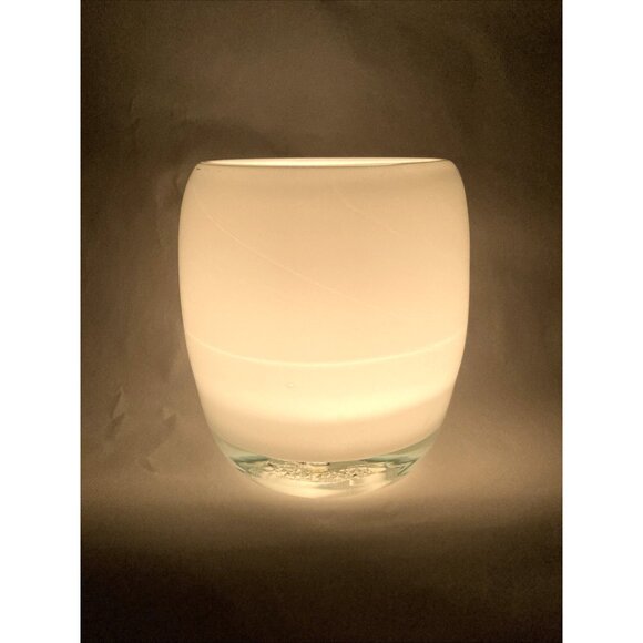 Glass.ful Votive Candle Holder Snow White Handblown Cased Glass Canadian - Picture 7 of 8